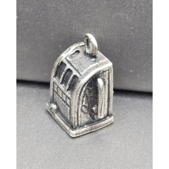 Unbranded Jewelry - VTG Sterling Silver Slot Machine Charm 5/8" Hollow Figural Gambling Pendant